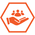 hand holding customers icon