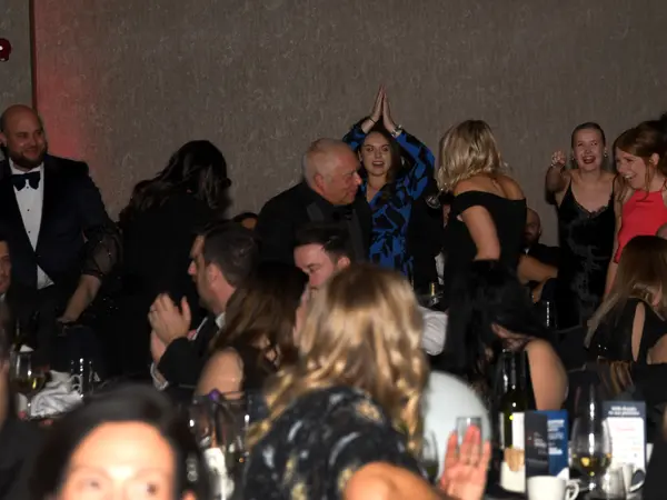 celebrating at awards ceremony